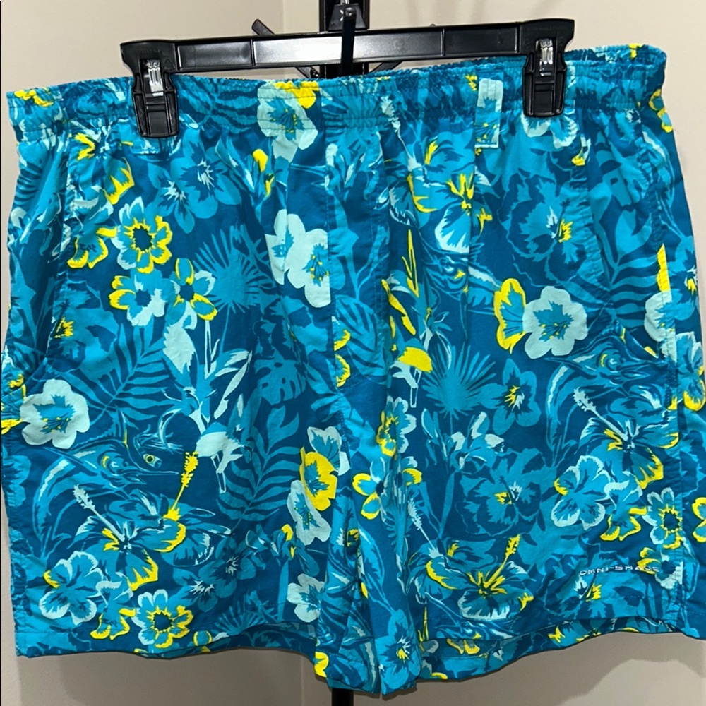 Columbia PFG Blue and Yellow Swim Shorts Lightweight Summer Essential men’s XL